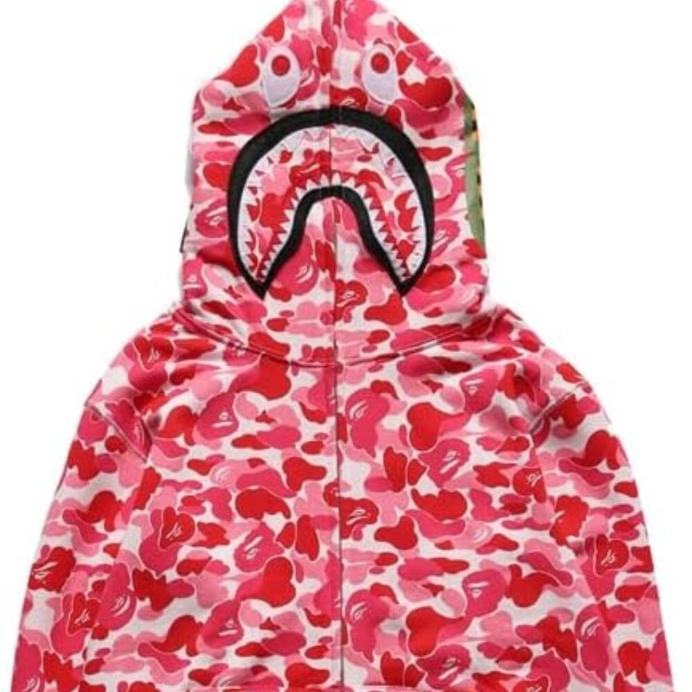 Rose Pink Bape Shark Zip Up Hoodie